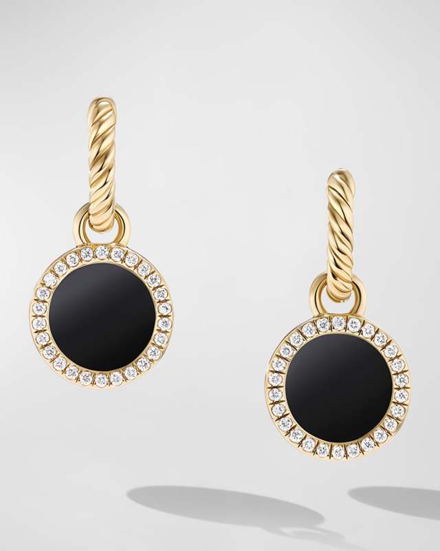 DY Elements Drop Earrings with Gemstone and Diamonds in 18K Gold, 11mm, 0.9"L